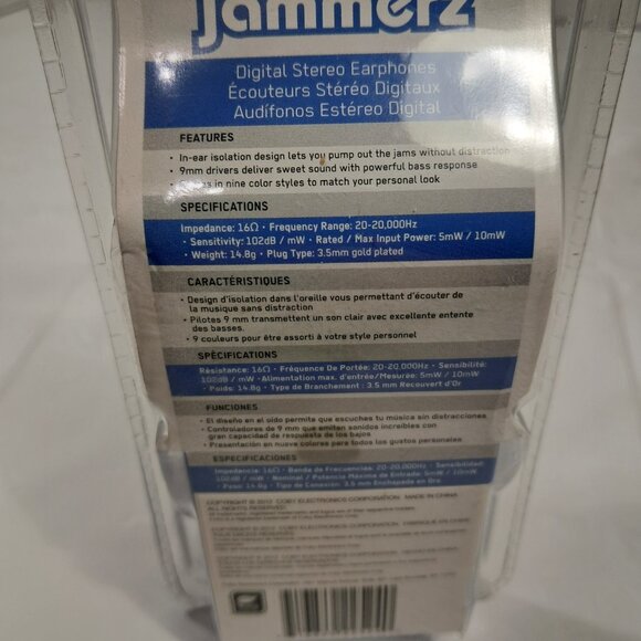 NEW Coby Jammerz blue digital stereo earphones ear buds earbuds CVE52 jammers - Picture 4 of 6